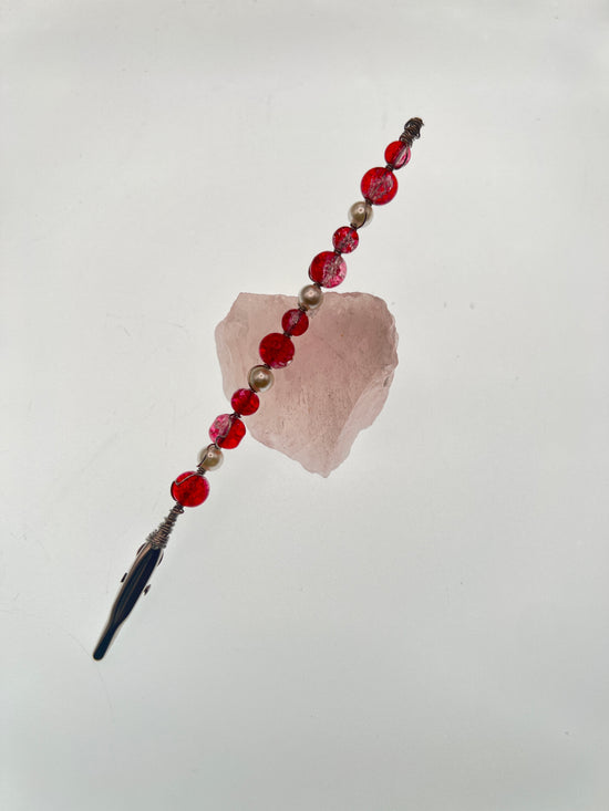 Red and clear beaded clip